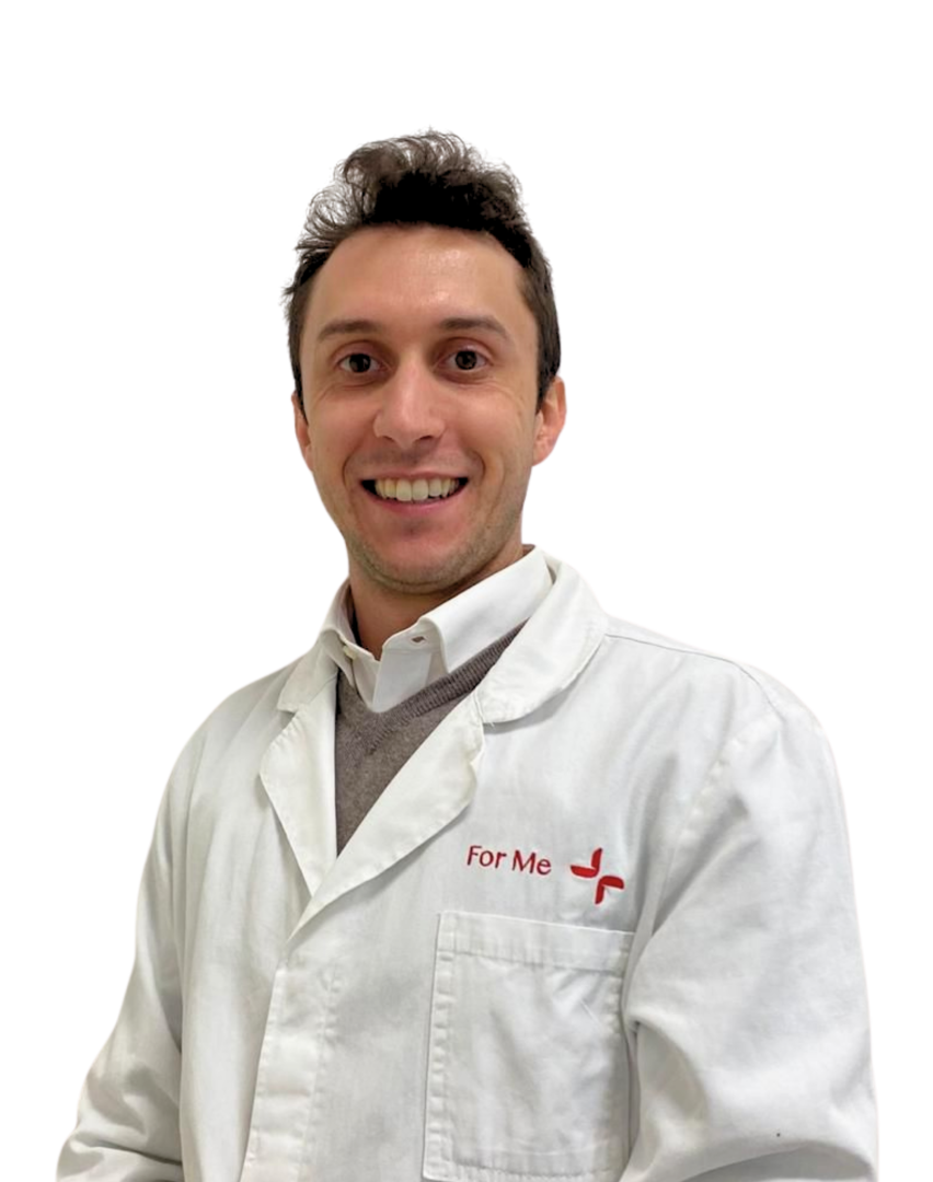 Mazzoleni Daniele - Fisiatra a Curno, For Me, specializzato in riabilitazione motoria e neurologica. Coordina piani terapeutici con il team fisioterapico.